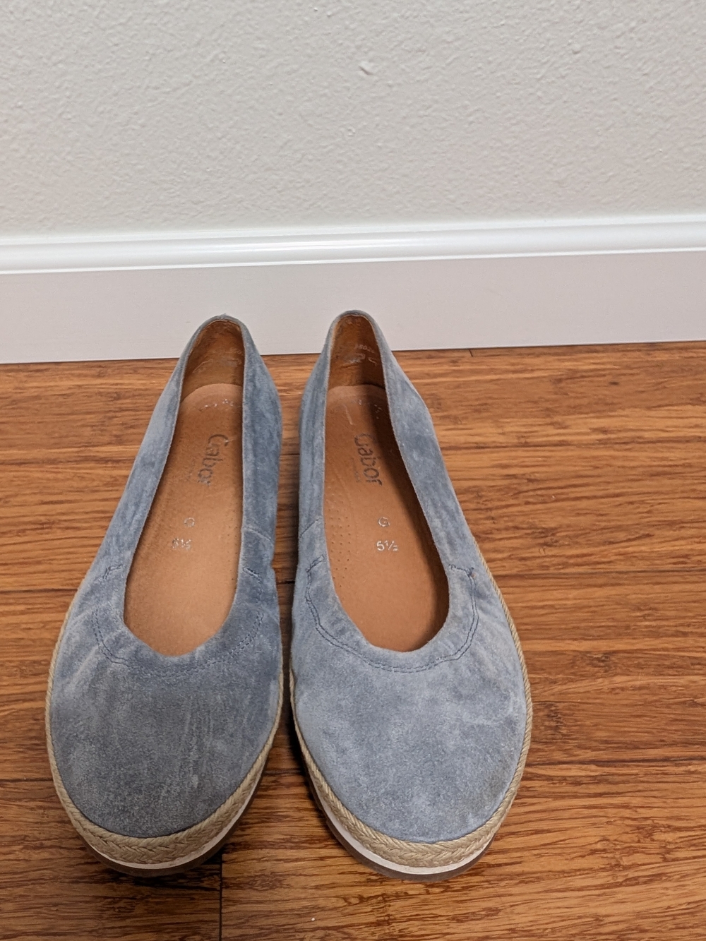 Gabor Women’s Light Blue Suede Slip-On Espadrille Flats